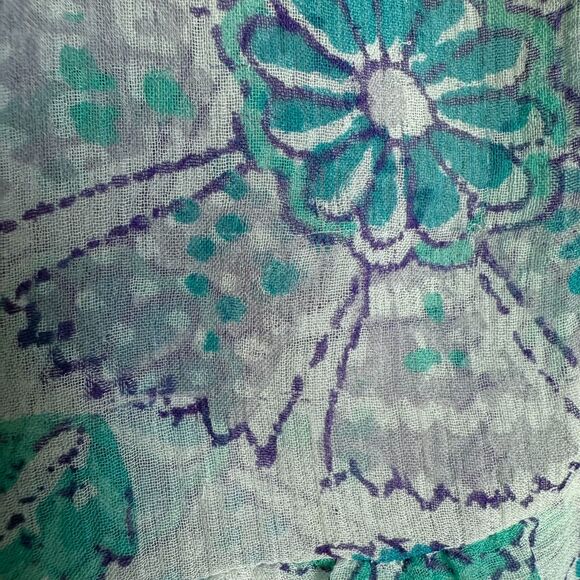 Calypso St Barth 100% Silk Semi Sheer Floral Embroidered Popover Blouse Small - Picture 7 of 13